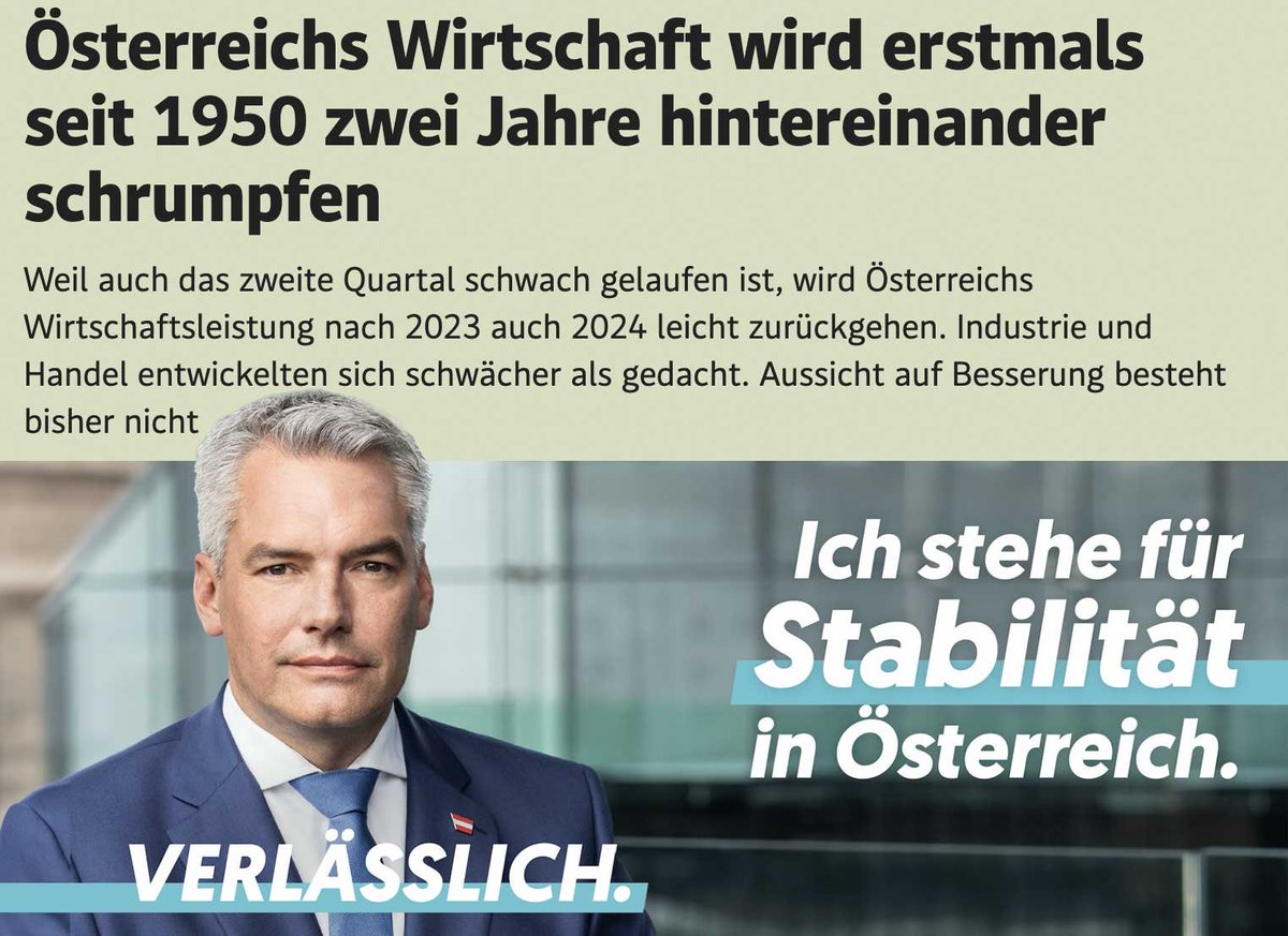 Das erste Mal seit 1950: Österreichs Wirtschaft schrumpft zwei Jahre in Folge